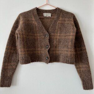 Everlane cropped plaid cashmere cardigan